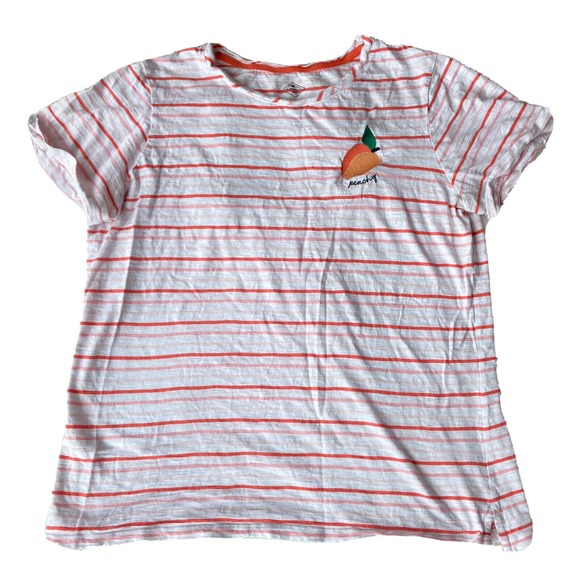 St Johns Bay Peachy Stripe T Shirt Knit 